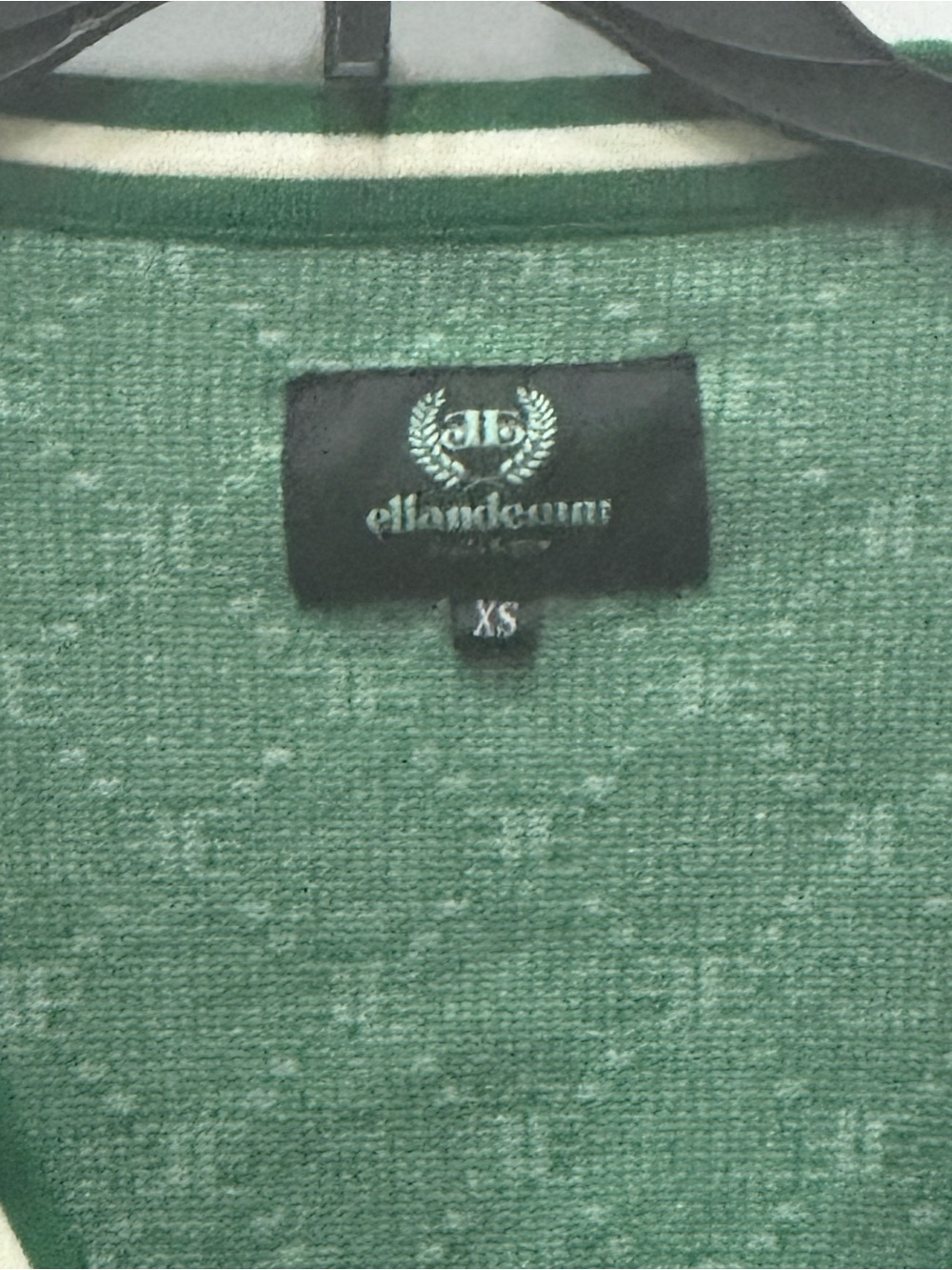 Green Monogram Knit Cardigan with Cream Trim: ellandemn - Picture 2 of 3